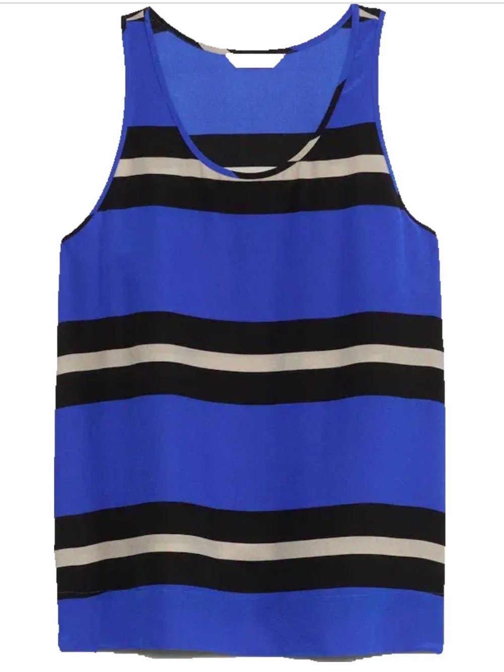 Banana Republic Royal Blue Black and White Striped silk tank